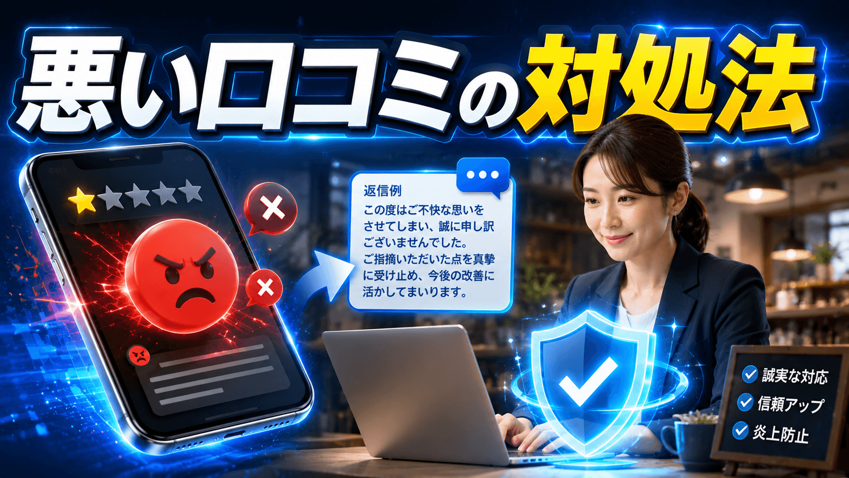 【例文付き】悪い口コミが書かれた時の正しい返信方法と炎上を防ぐリスク管理術
